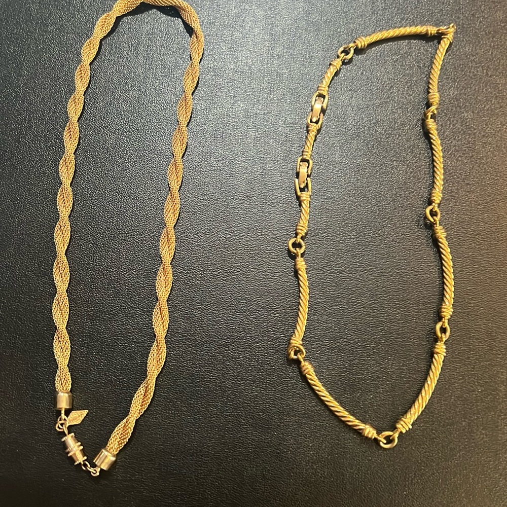 Vintage gold tone signed chokers Sara Cov and Monet